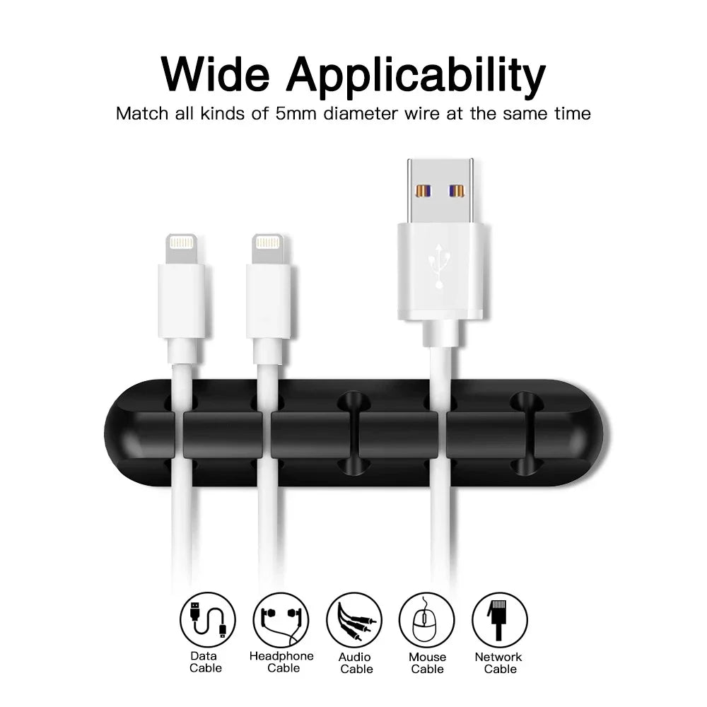 Silicone USB Cable Organizer USB Charging Cable Winder Desktop Tidy Management Clips Cable Holder For Mouse earphone Accesso…