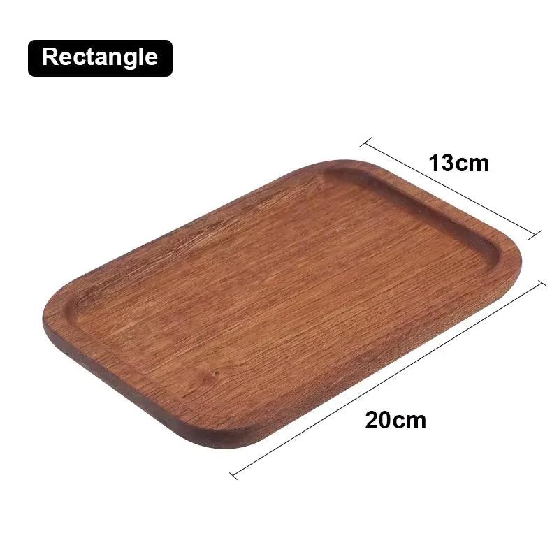 Walnut Wooden Tray Ins Wind Small Wooden Plate Japanese Rectangular Dinner Plate Cake Bread Coffee Tea Solid Wood Plate Tray…