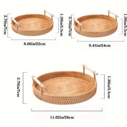 Handwoven Rattan Tray & Food Storage Basket | Eco-Friendly Kitchen Organizer with Lid, Farmhouse Home Decor - image 3
