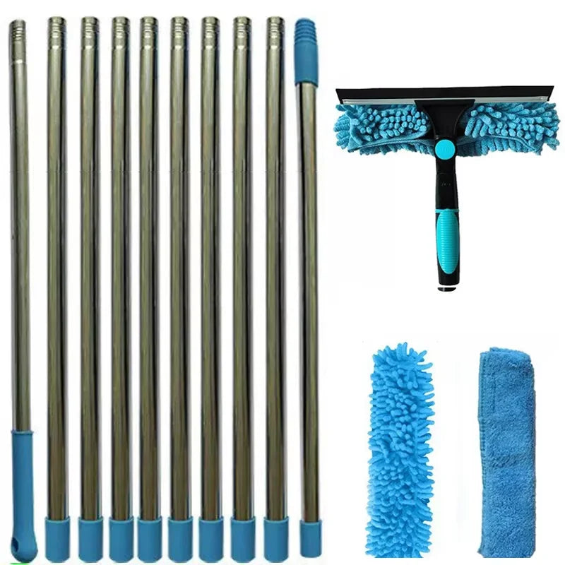 Window Squeegee Cleaner Tool Kit with Long Handle Telescopic Long Handle Squeegee Kit for Glass Scrubber Cleaning Equipment…