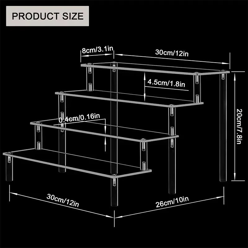 1-5 Tier Acrylic Display Stand Clear Display Riser Rack for Cupcake Perfume Doll Décor Organizer Amiibo Funko POP Figures DC…