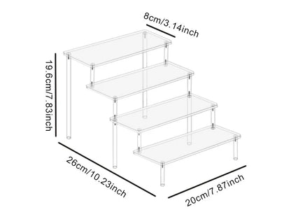 1-4 Tier Acrylic Display Stand Durable Display Rack For Cupcake Perfume Doll Transparent Trapezoidal Blind Box Storage Shelf…
