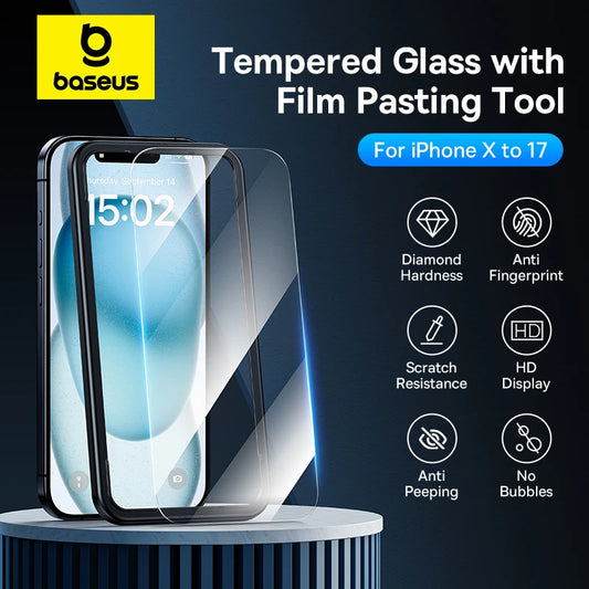 Baseus Tempered Glass for iPhone 17 16 Pro Max Screen Protector for iPhone 15 14 13 12 11 Pro Max Clear Edge Anti-Peeping Fi…