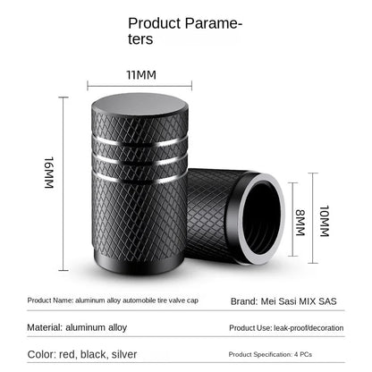 4Pcs Car Tire Valve Stems Cap Knurling Style Tire Valve Cap Aluminum Tire Wheel Stem Air Valve Cap car Universal accessories…