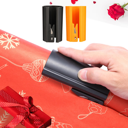 HORN Sliding Wrapping Paper Cutter - Easy-Glide Gift Wrap Trimmer for Christmas & Birthdays, Durable ABS，, Orange/Black - im…