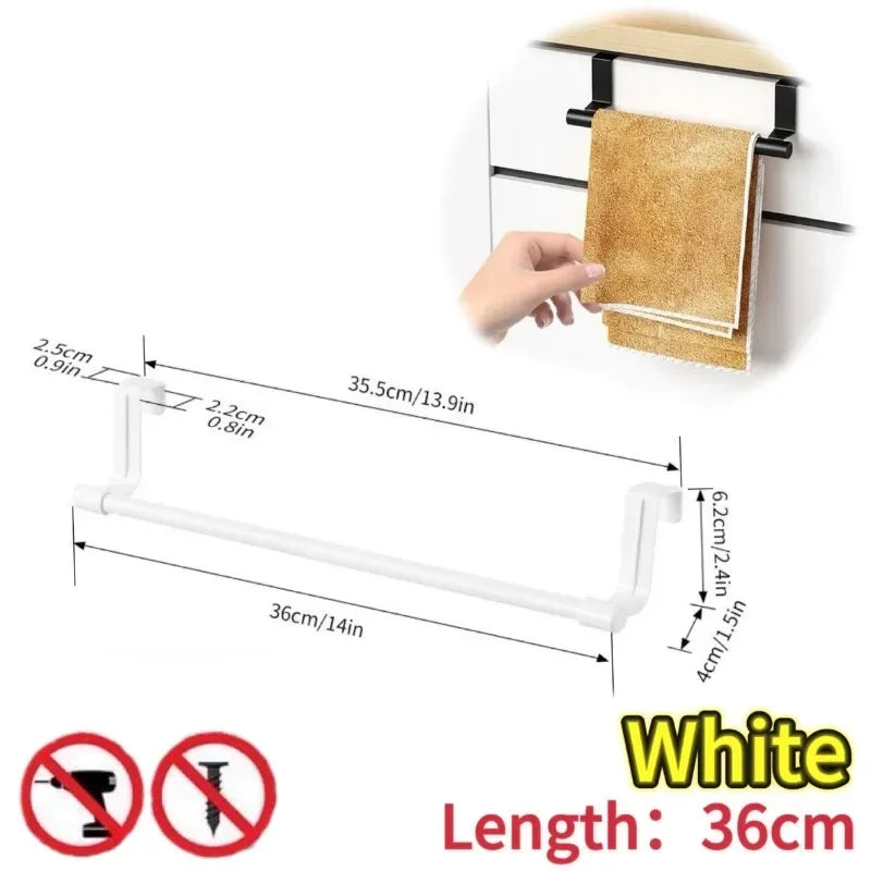 1/2pcs Wall-Mounted Kitchen Cabinet Towel Rack - Space-Saving Dishcloth Holder for Home and Bathroom No Drilling Require - i…