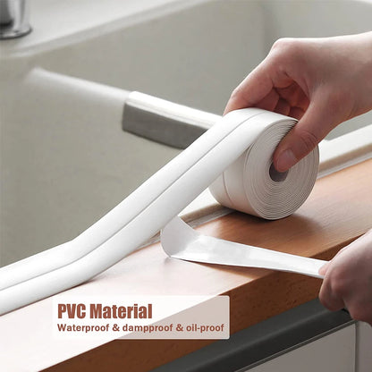 3.2M Bath Caulk Tape Self Adhesive PVC Oil-Proof Kitchen Sink Edge Corner Wall Sticker Waterproof Toilet Sealing Strip Tape…
