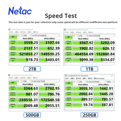 Netac NVMe SSD M2 1TB 2TB 500GB 250GB 3500MB/s SSD PCIe3.0 M.2 2280 SInternal Solid State Drives Disk NV3000 for Laptop Desk…