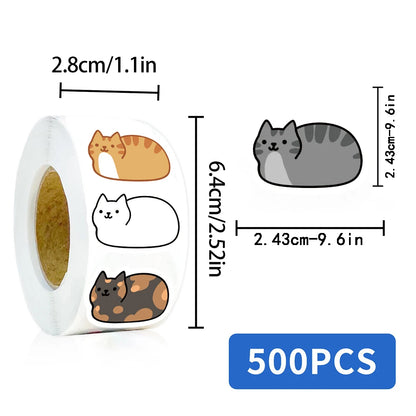 500PCS Kawaii Cartoon Cat Tuo Roll Stickers Skateboard Laptop Luggage Scrapbook Cool Phone Gift Waterproof Phone Cute Sticke…