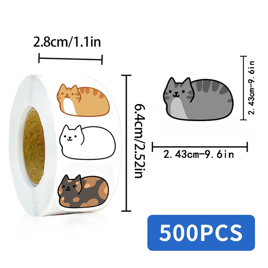 500PCS Kawaii Cartoon Cat Tuo Roll Stickers Skateboard Laptop Luggage Scrapbook Cool Phone Gift Waterproof Phone Cute Sticke…