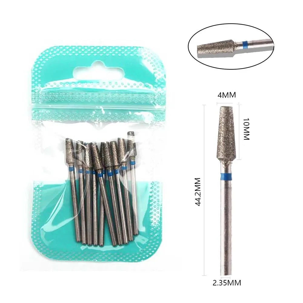 10pcs Diamond Milling Cutter Nail Drill Bits Set For Manicure Accessory Pedicure Eletric Machine Nail Bit Brush Burr Tools -…