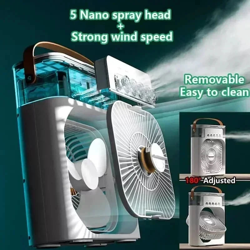 New 3 In 1 Fan AIr Conditioner Household Mini Air Cooler LED Night Light Portable Humidifier Air Adjustment Fan Office Home…