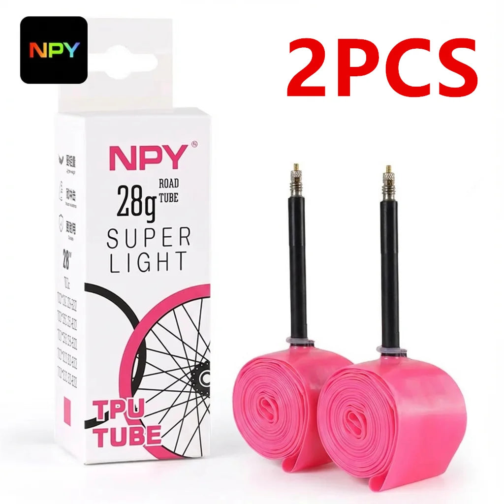 NPY 1Pcs Ultralight 28g Bike TPU Inner Tube 700X18 25 28 32 Road Bicycle TPU Material Tire 45mm/65mm/85mm Length French Valv…