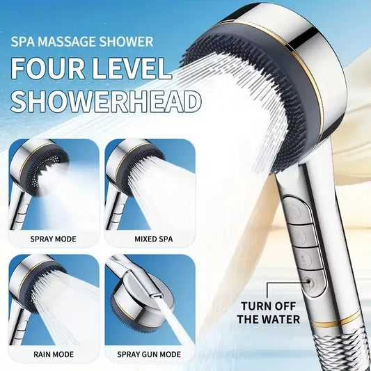 1pc Filtered Supercharged Shower Head Four-speed Adjustment With Water Seal Multi-functional Home Shower Bathroom Accessorie…