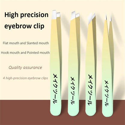 Ouriner Eyebrow Tweezers Set 4 Pcs Stainless Steel Eyebrow Forceps Professional Beauty Tool Set For Facial Hair Inward Growi…