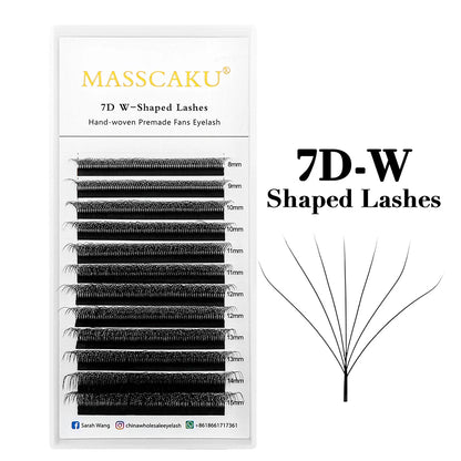 MASSCAKU 3D 4D 5D 6D 7D 8D 10D W Shaped Eyelash Natural Soft Lightweight Individual W Style Premade Fans Eyelashes Extension…