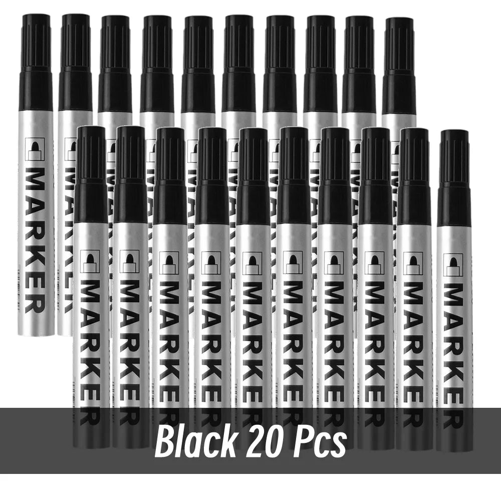 Permanent Paint Marker Pen Waterproof Black Pen for Tyre Oily Markers Quick Drying Signature Pen Stationery Supplies - image…