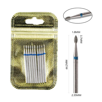 10pcs Diamond Milling Cutter Nail Drill Bits Set For Manicure Accessory Pedicure Eletric Machine Nail Bit Brush Burr Tools -…
