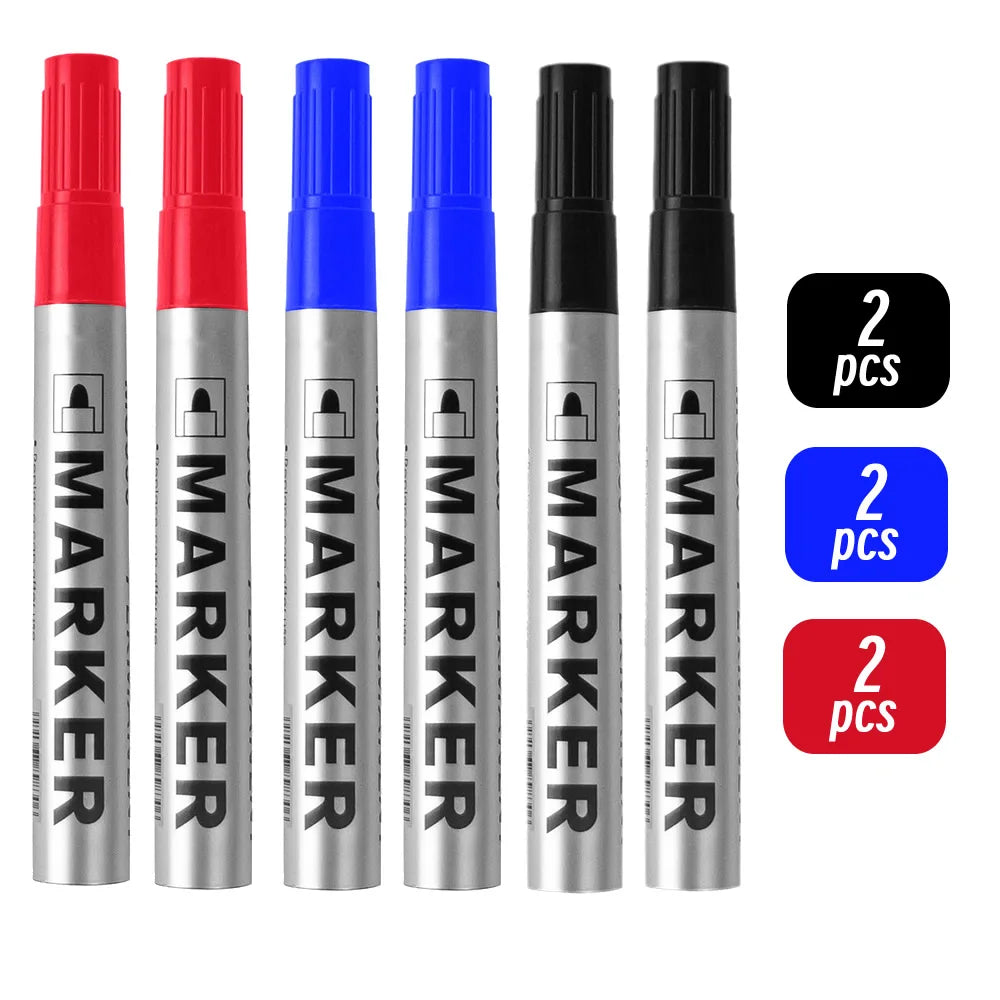 Permanent Paint Marker Pen Waterproof Black Pen for Tyre Oily Markers Quick Drying Signature Pen Stationery Supplies - image…