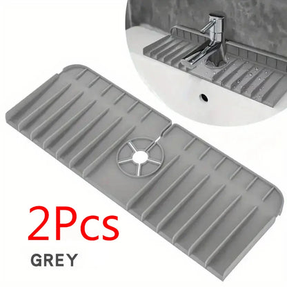 Silicone Faucet Mat Dish Soap Sponge Holder Sink Kitchen Countertop Drying Mat Bathroom Kitchen Sink Splash Guard Drain Pad…