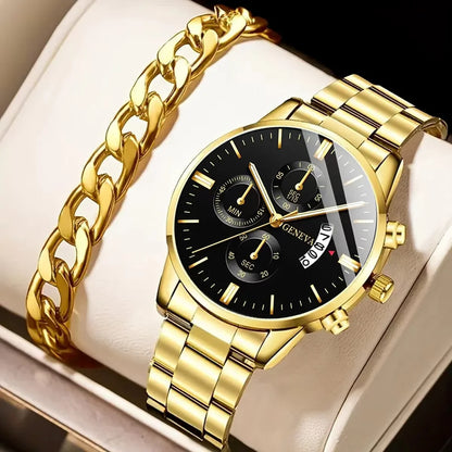 Fashion Men Stainless Steel Watch Luxury Calendar Quartz Wrist Watch Mens Business Watches for Man Clock Montre Homme - imag…