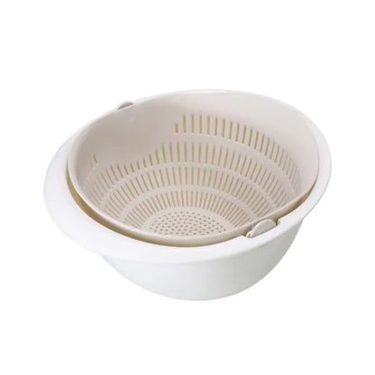 Kitchen Fruit Tray Removable Double Layer Fruit And Vegetable Basin Draining Basket Creative Household Rotating Washing Bask…