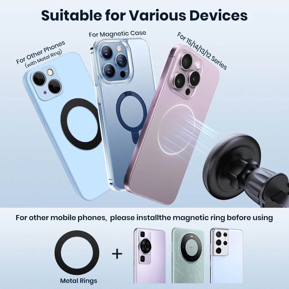 TOPK for Magsafe Car Phone Holder,Powerful Magnetism Premium Quality Single-Hand Operation Metal Hook Magnetic Car Phone Mou…