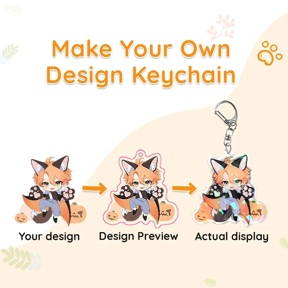 Custom Keychain Cartoon Acrylic Key Chain Photo Customized Anime Charms Hologram Clear Personalized Designer Car Keychains -…