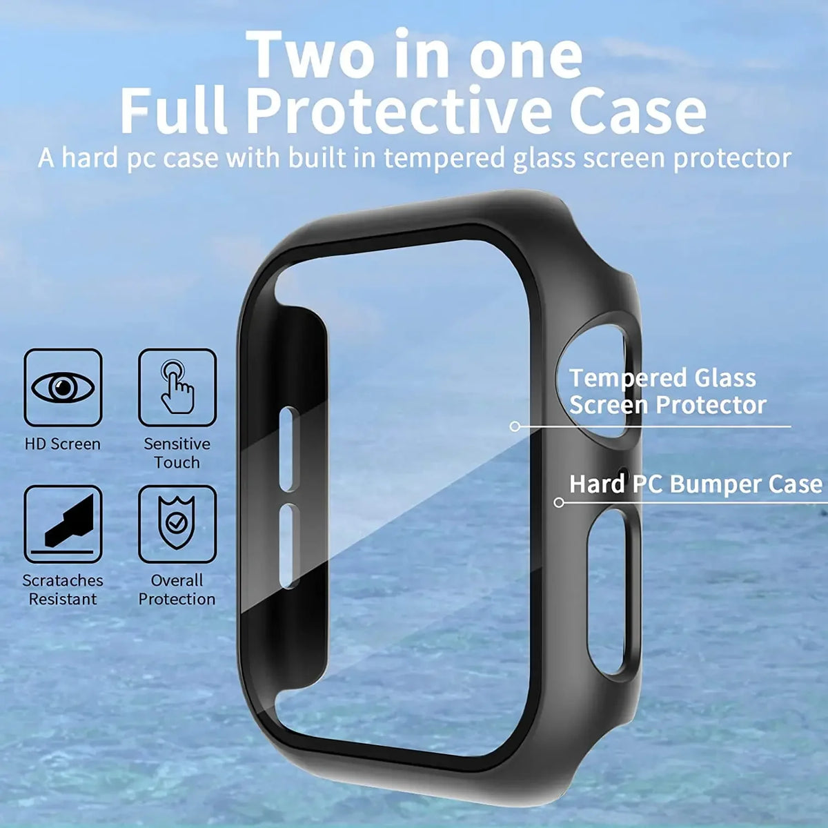 Tempered Glass+Cover For Apple Watch 11 10 9 8 7 46mm 42mm PC Bumper Screen Protector Case iWatch Series 7 6 5 4 SE3 44 40 4…