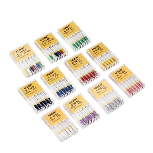 6Pcs/Pack AZDENT Dental Hand Use K-Files 21/25mm/31mm Stainless Steel Endodontic Root Canal Files Dentist Tools Dental Files…