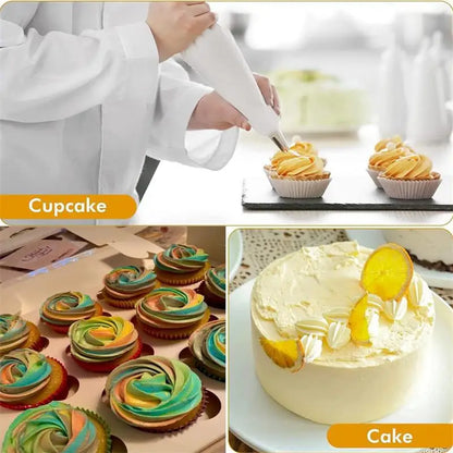 Silicone Piping Bags and Tips Set Cake DIY Decorating Kit with Stainless Steel Nozzle Reusable Silicone Pastry Baking tool -…
