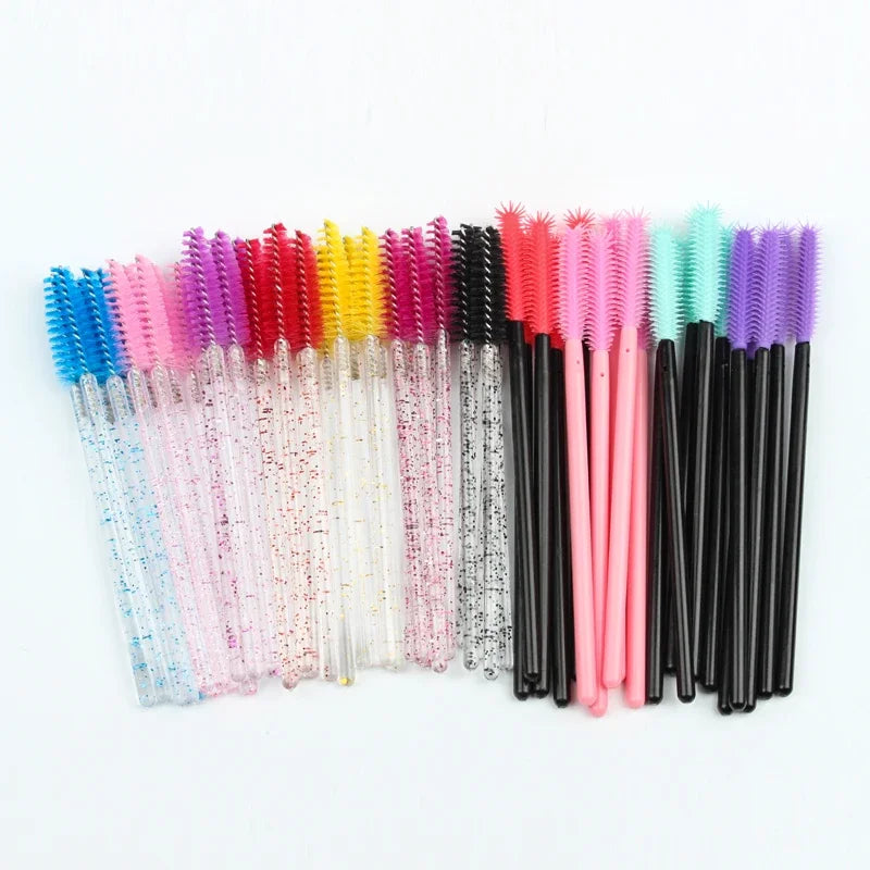 5/25/50 PCS Makeup Brushes Pink Crystal Eyelashes Brush Reusable Fake Lashes Extension Supplies False Eyelash Make up Tool H…