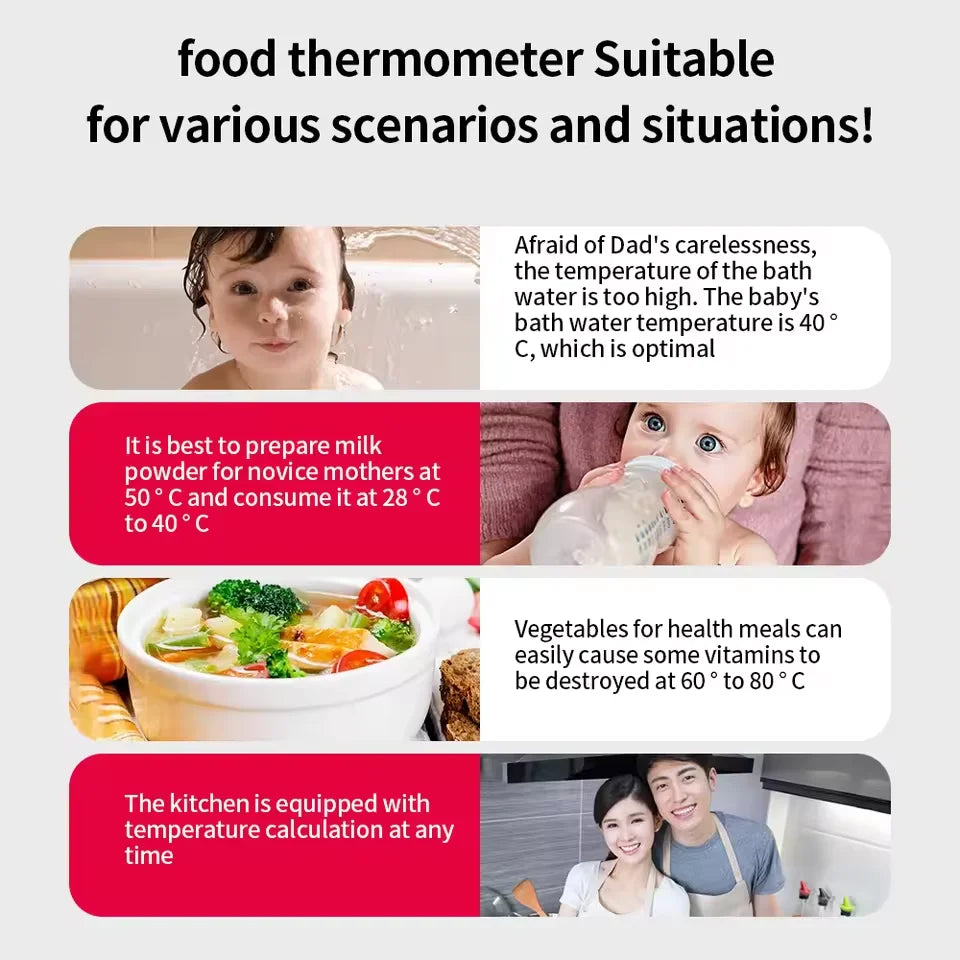 -50-300℃ Digital Food Thermometer For Meat Kitchen Cooking Water Milk Food Probe Temperature Meter BBQ Electronic Oven Tool…