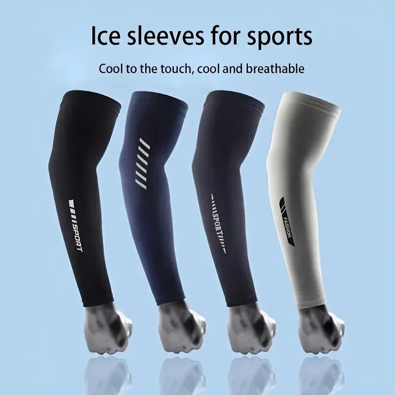 1 Pair Men's Lightweight Breathable Cooling Sports Sleeves Ice Silk Fabric Sweat-Absorbent for Cycling Fishing Running & Hik…