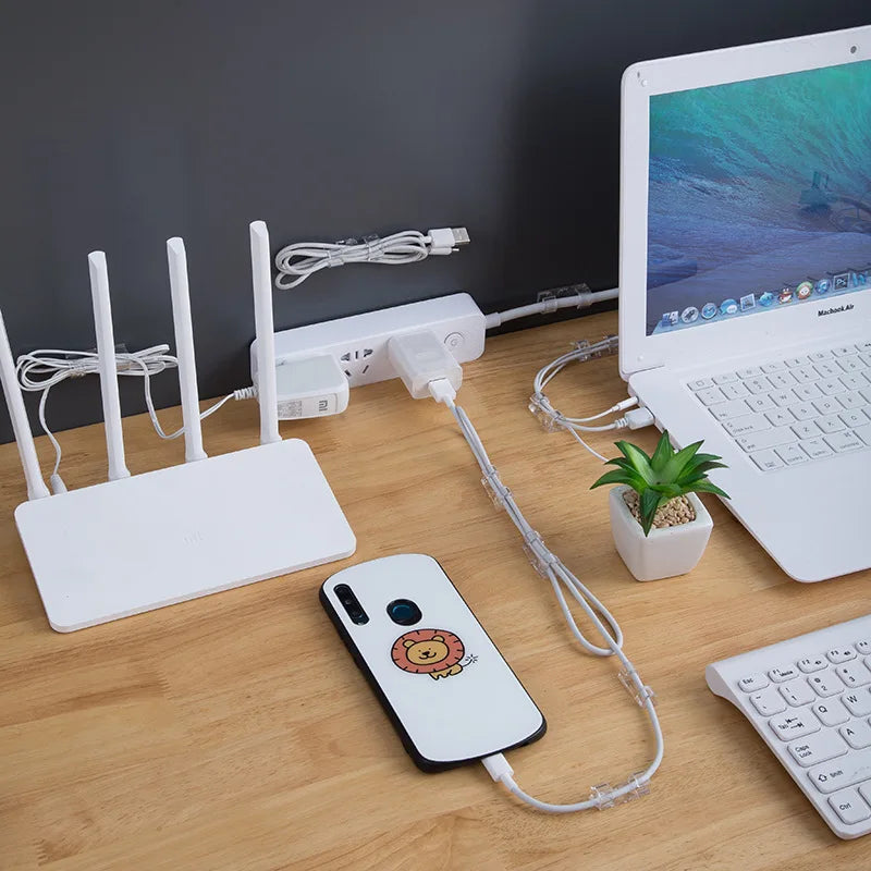 Cable Organizer Clips Cable Management Desktop & Workstation ABS Wire Manager Cord Holder USB Charging Data Line Bobbin Wind…