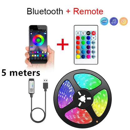 Bluetooth LED Strip Lights Smart SMD 5050 APP Remote Control Flexible Ribbon Diode Lamp Tape TV Backlights Game Room Home De…