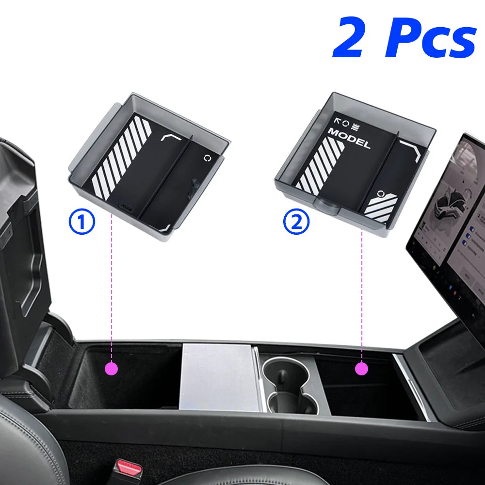 TEKSY 1/2/3/4/6/7/8pcs For Tesla New Model Y 2025 2026 Juniper ABS with Silicone Non-slip Mat Console & Armrest Storage Box…