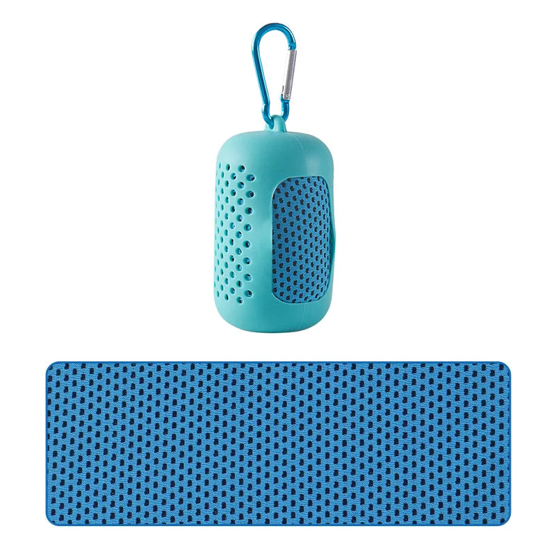Portable Circular Silicone Wrapped Cold Towel Cooling Towel Quick Drying Polyester Fiber Towels Beach Accessories Sport Fitn…