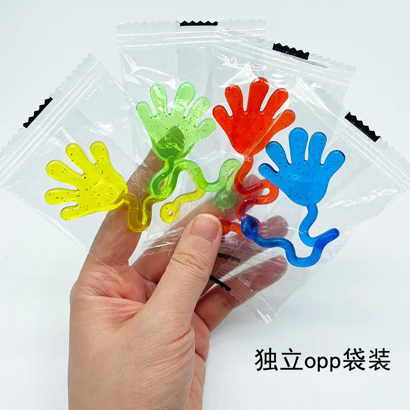 5-20 Pcs Funny Glitter Sticky Hands toy Palm Elastic Sticky Squishy Slap Palm Toy Novelty Gift Party Favors supplies - image…
