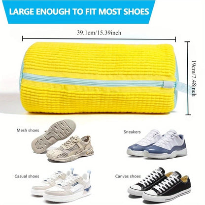 Durable Shoe Washing Machine Bag for All Shoe Types-Yellow with Blue Zipper,Ideal for Sneakers and Casual Shoes,Laundry Wash…