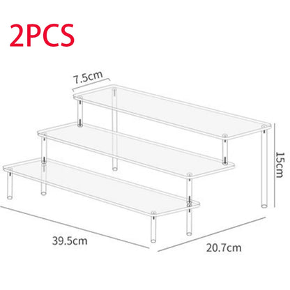 1-4 Tier Acrylic Display Stand Durable Display Rack For Cupcake Perfume Doll Transparent Trapezoidal Blind Box Storage Shelf…