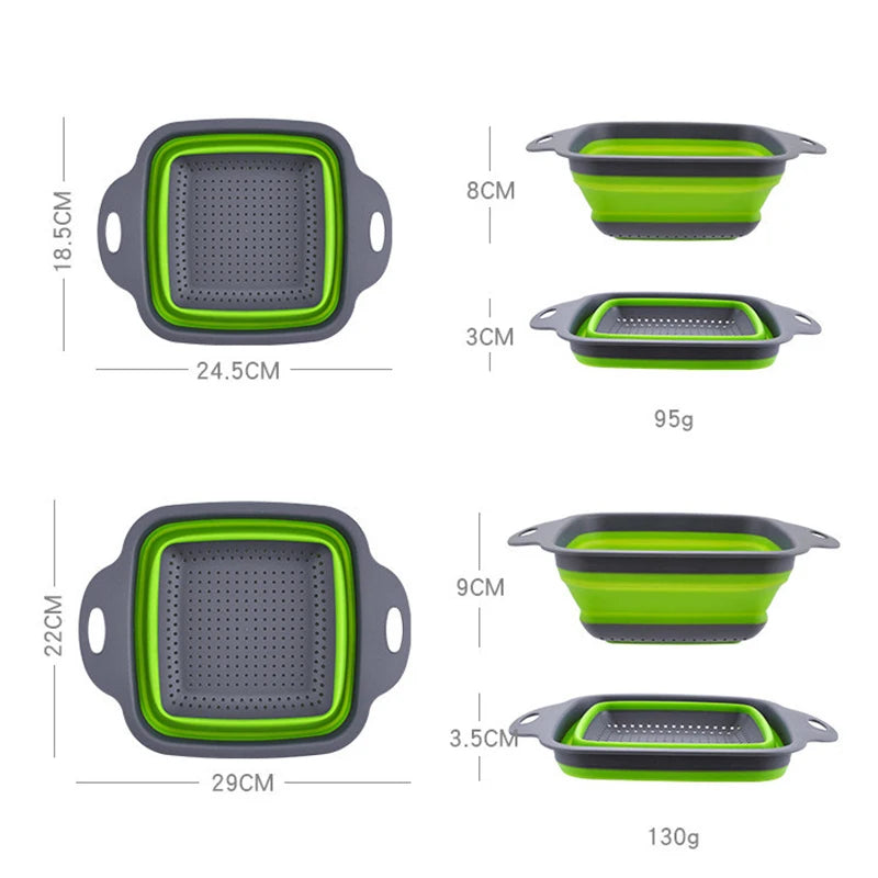 LMETJMA Square Collapsible Colander Silicone Kitchen Foldable Colander Food Vegetable Fruit Strainers Drainer JT39 - image 2