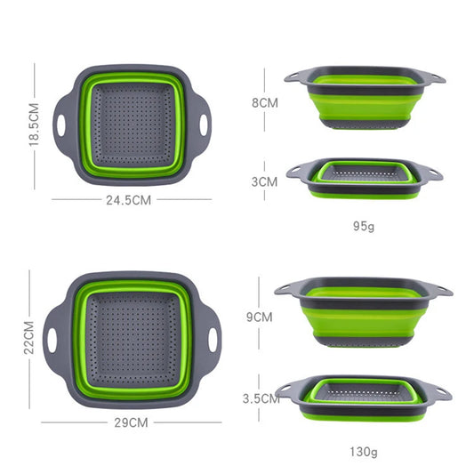 LMETJMA Square Collapsible Colander Silicone Kitchen Foldable Colander Food Vegetable Fruit Strainers Drainer JT39 - image 2