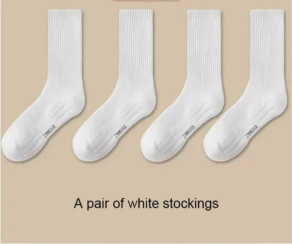 1pairs Socks Men's cotton deodorant winter towel bottom with velvet mid-tube white stockings thickened sports basketball soc…