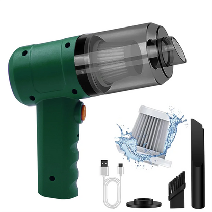 Handheld Vacuum Cordless High Power 15000PA Compressed Air Dust Collector Mini Portable Car Vacuum Cleaner Hairdryer - image…