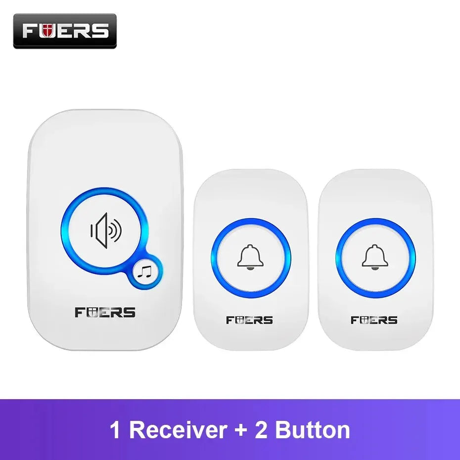Fuers Wireless Doorbell Waterproof Door Chime Kit Welcome Chime Home Door Bell Intelligent 32 Songs Melodies Sound And LED -…