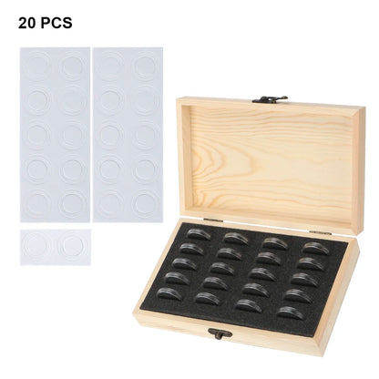 HILIFE Coin Storage Box With Adjustment Pad 20/30/50/100PCS Adjustable Wooden Commemorative Coin Collection Case Holder Caps…