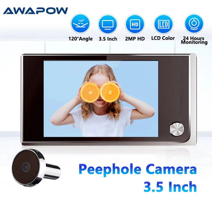 Awapow Wireless Door Peephole Camera 3.5 Inch Digital Door Viewer Doorbell 120° LCD Screen Monitor Home Security No Need WiFi