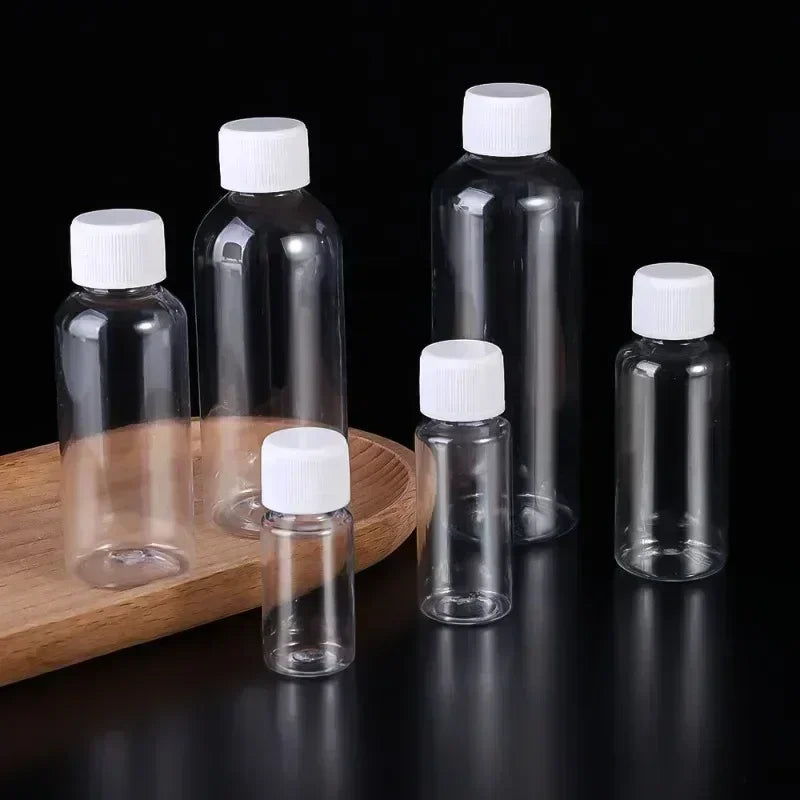 1/10Pcs Refillable Bottles 10ml 20ml 30ml 50ml 80ml 100ml Plastic PET Clear Empty Seal Bottles Sample Containers with Screw…
