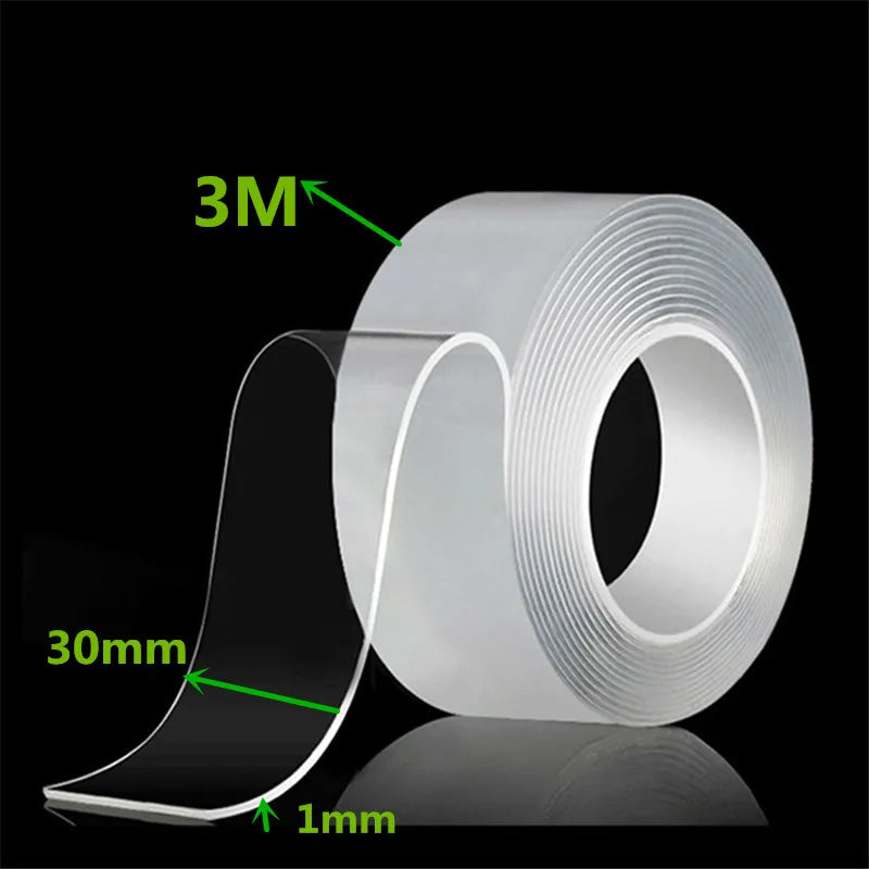 1m 2m 3m 5m Nano Tape Double Sided Tape Transparent Reusable Waterproof Adhesive Strong Tapes Cleanable Kitchen Bathroom Sup…